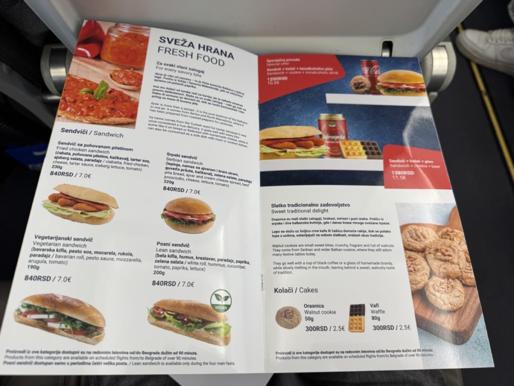 Air Serbia Menu
