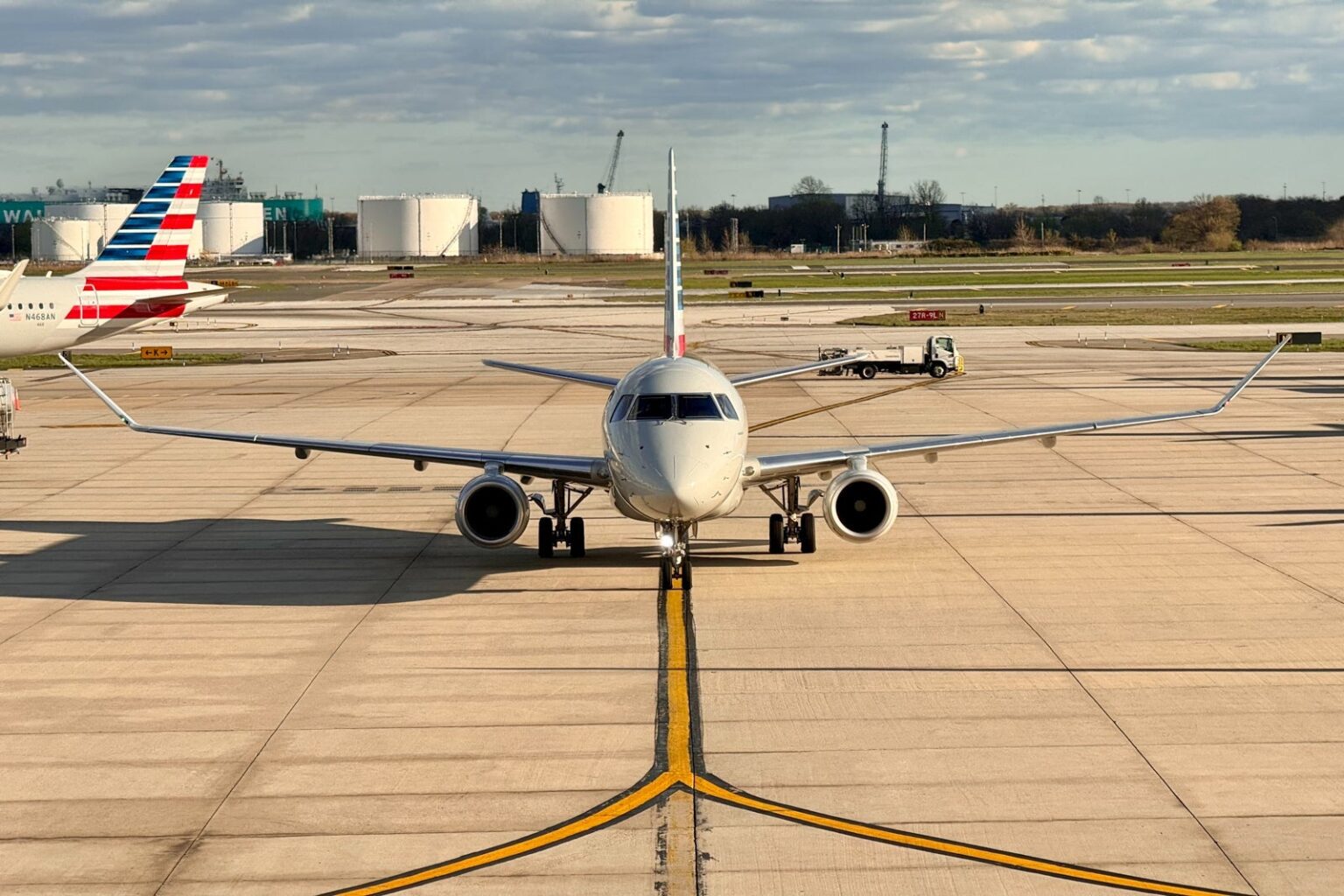 Exit row seating on an American Airlines Boeing 737