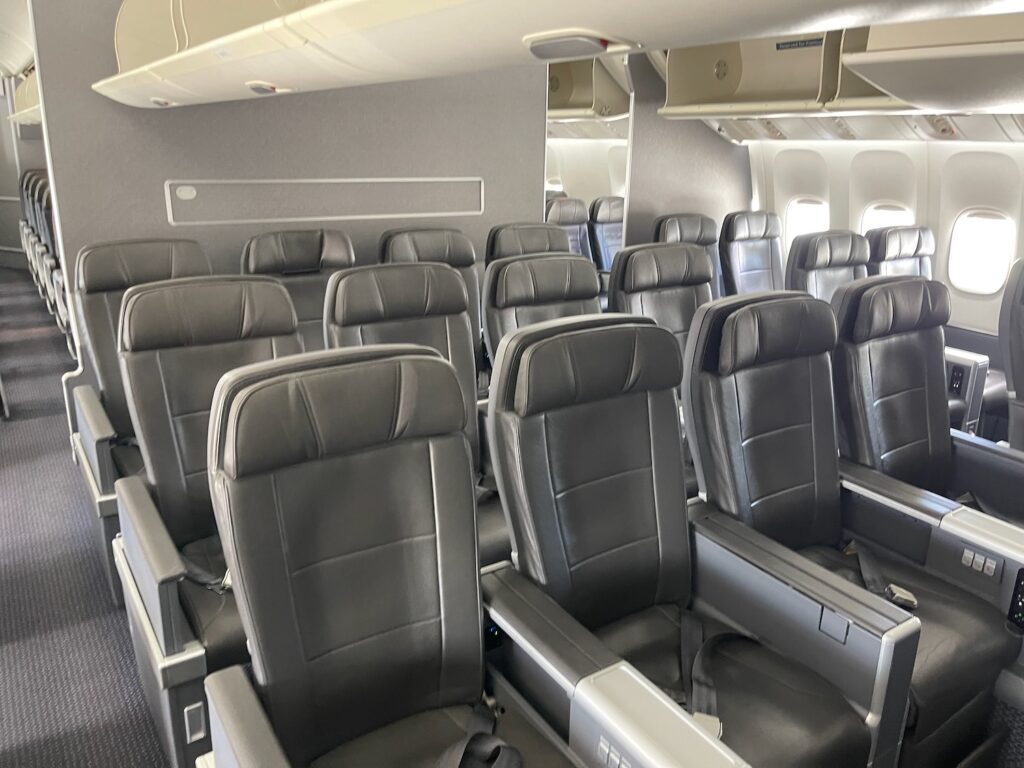 a row of seats in an airplane