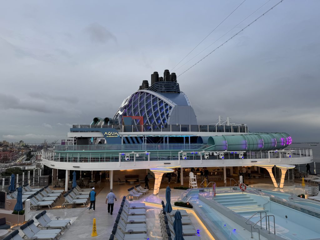 The large open pool area on Norwegian Aqua. Photo: Henrik Olsen