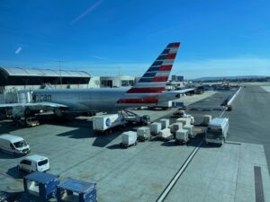 an airplane parked at an airport