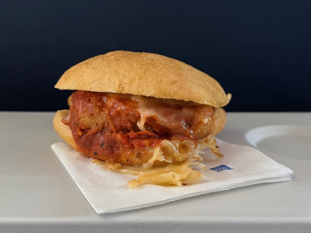 a sandwich on a napkin