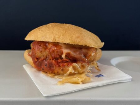 a sandwich on a napkin