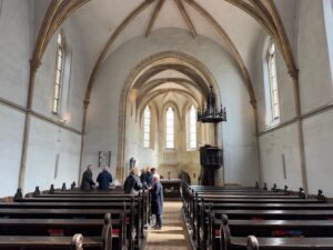 a group of people inside a church