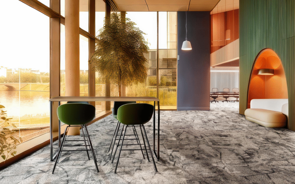 From function to focus – it’s all in the details of Balsan’s sustainable hotel flooring Richly jewel-toned room with Balsan carpet, new Daydream collection