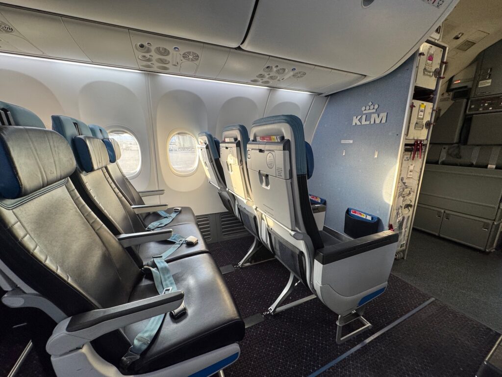 a row of seats in an airplane