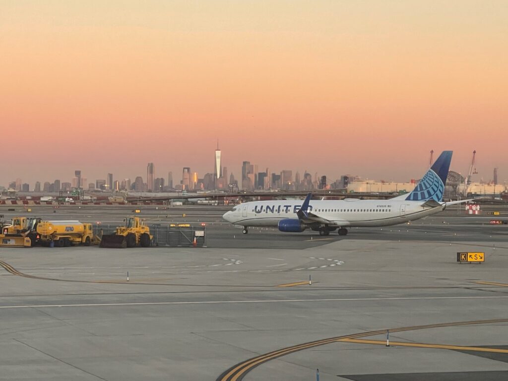 a plane on the runway
