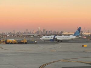 a plane on the runway