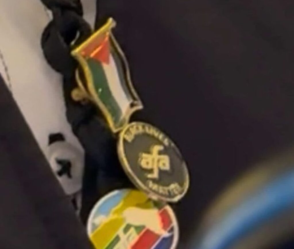 a close up of a medal