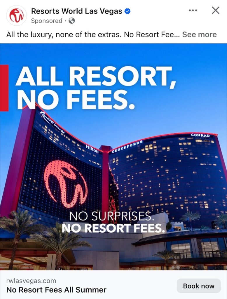 Resorts World Las Vegas All Resort No Fees