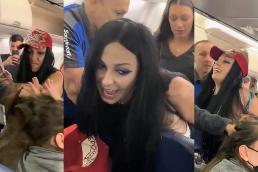 a collage of a woman with a group of people