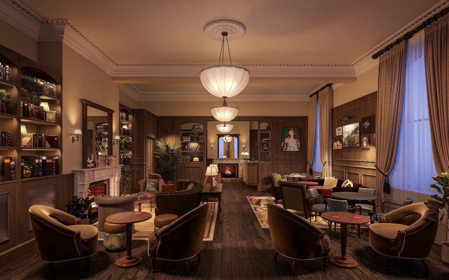 The Hoxton signs on its next location seating around a central fireplace in The Hoxton Library Dublin