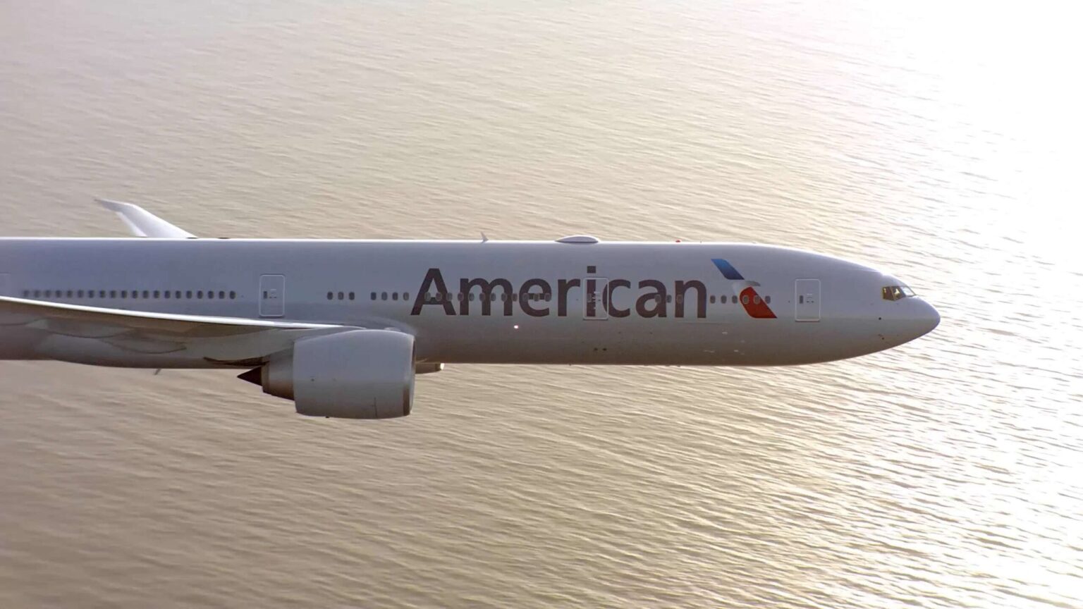 an airplane flying over water