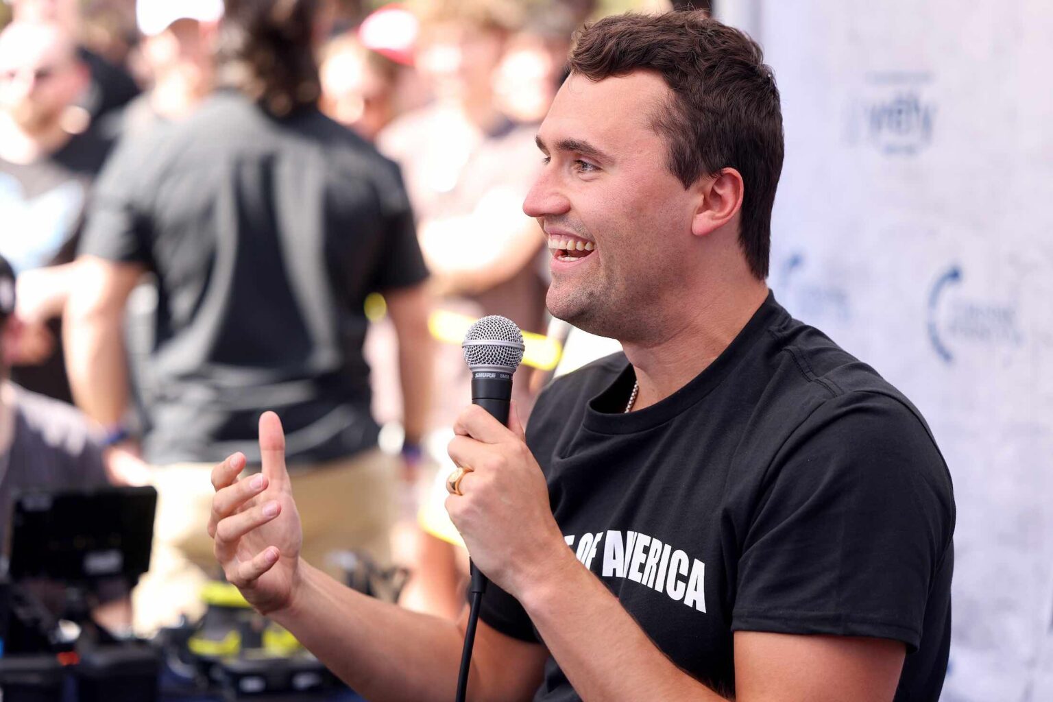 a man holding a microphone