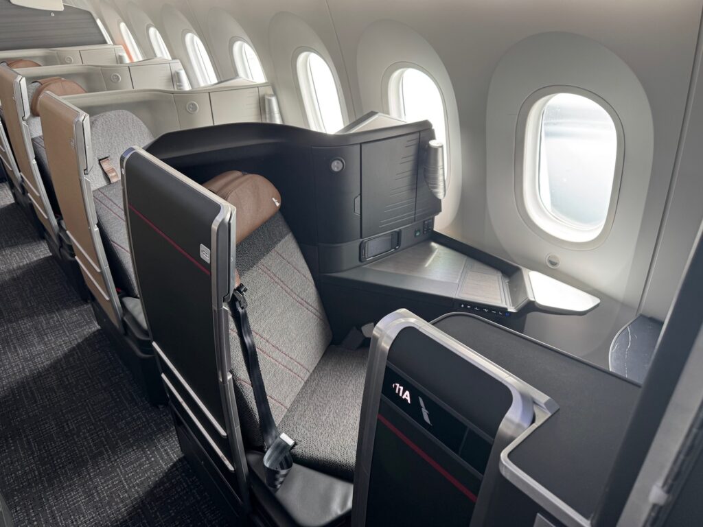 a seat in an airplane