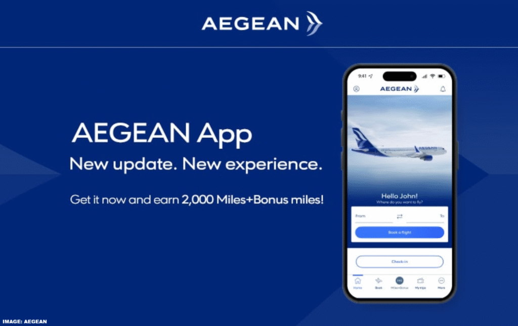 Aegean Miles+Bonus 2,000 Free Miles For Logging In To Their App October 3 – 17, 2025