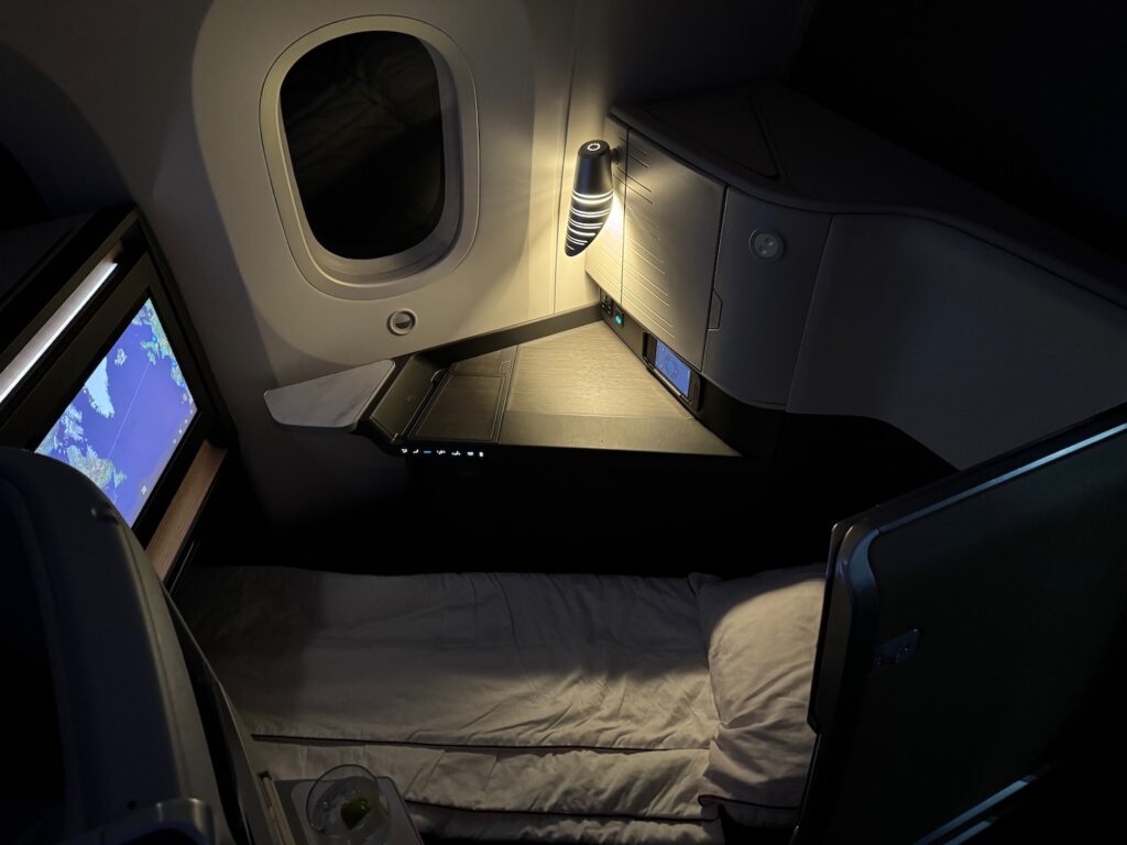 a bed in a plane