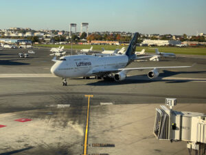 a large airplane on a runway