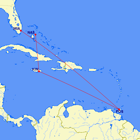 The Wild Routing I Almost Took From Miami To Nassau: 184 Miles Vs. 3,264 Miles