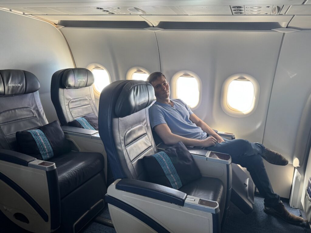 a man sitting in a plane