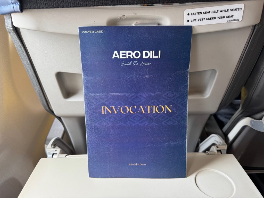 a blue card on a seat