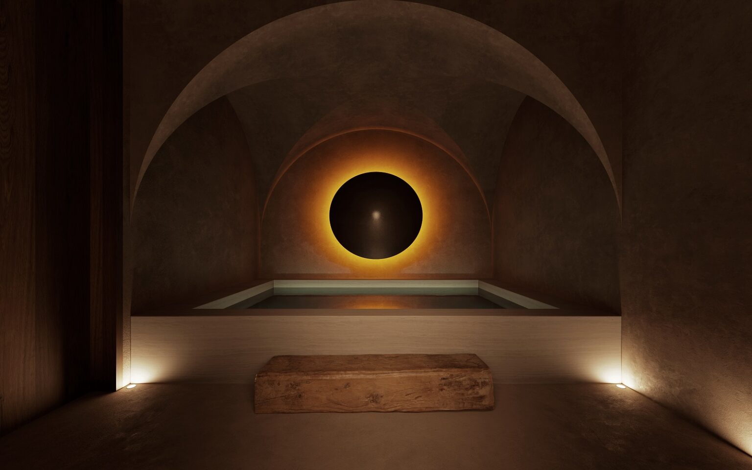 low lighting in the indoor salt pool at Eha Spa