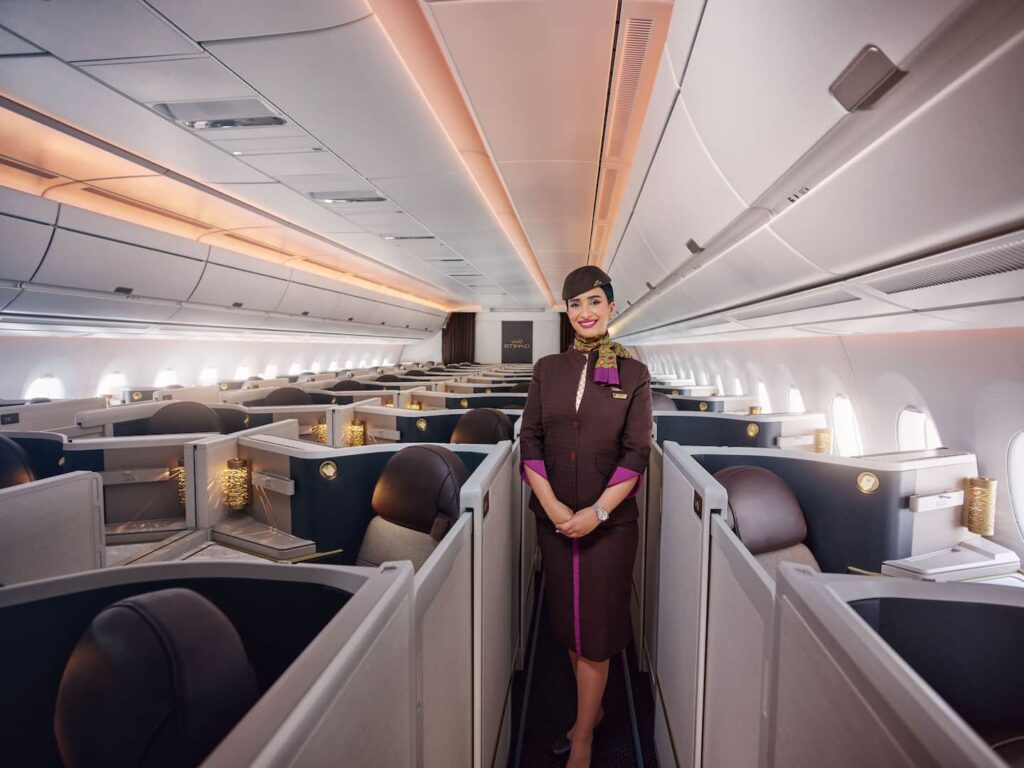 a woman in a flight attendant
