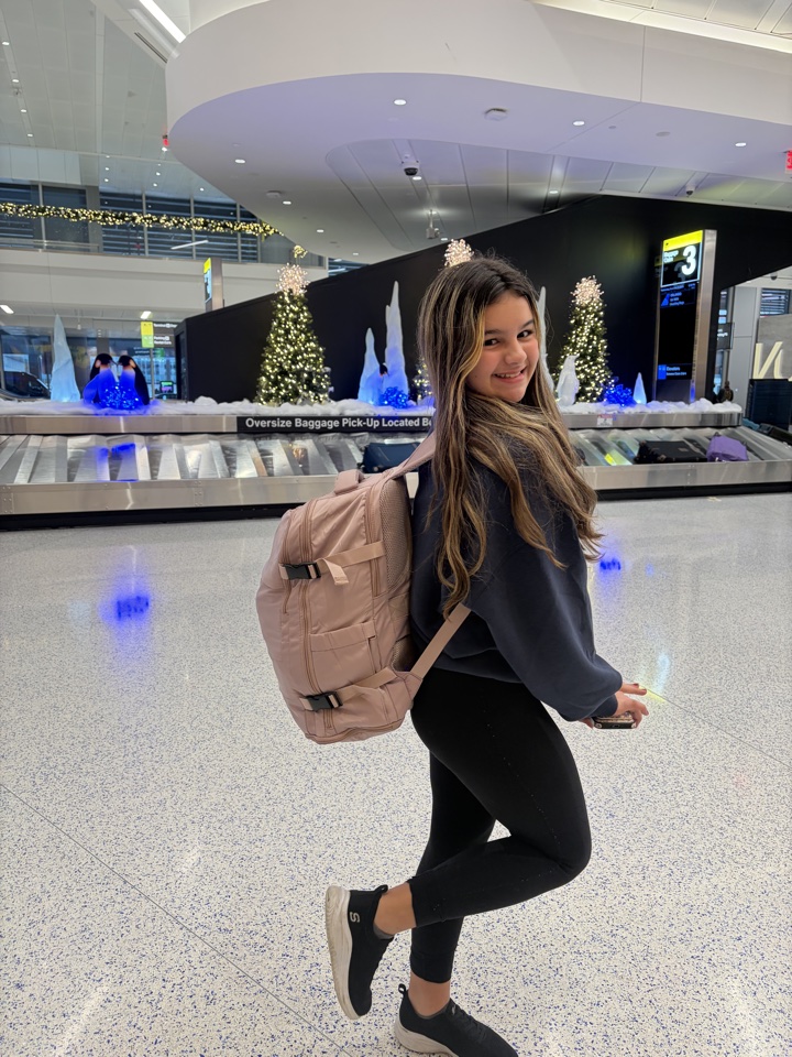 Family Christmas trip to New York Lucy Backpack LGA