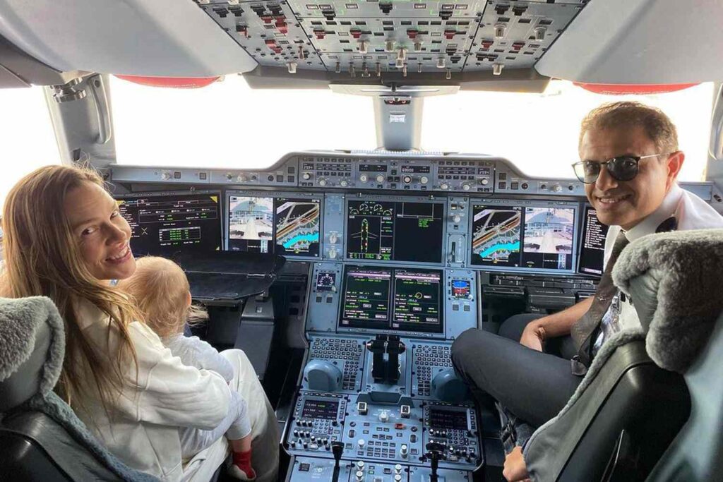 a group of people in a cockpit