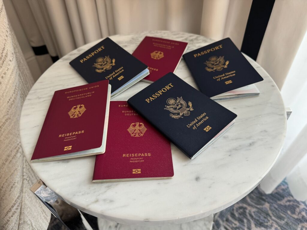 a group of passport on a table