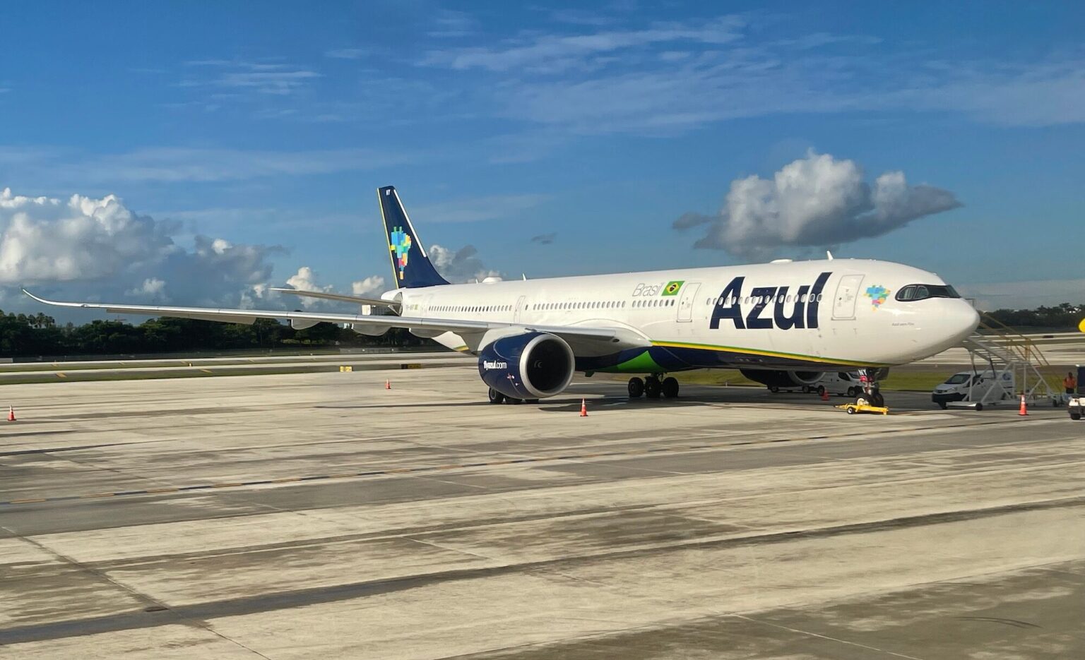 a large airplane on a runway