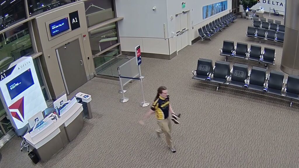 a person walking in an airport
