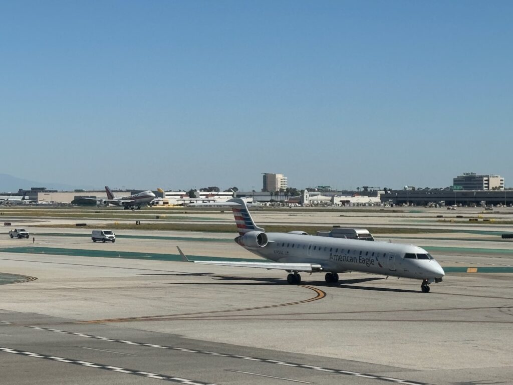 a plane on the runway