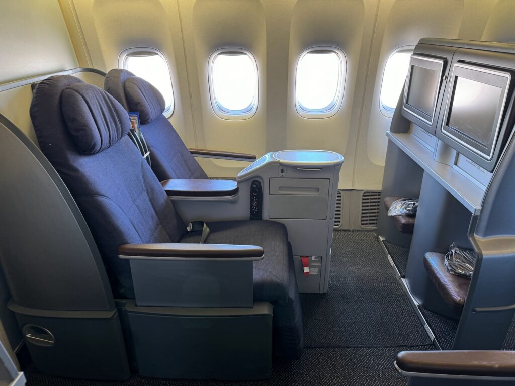 a seat in an airplane