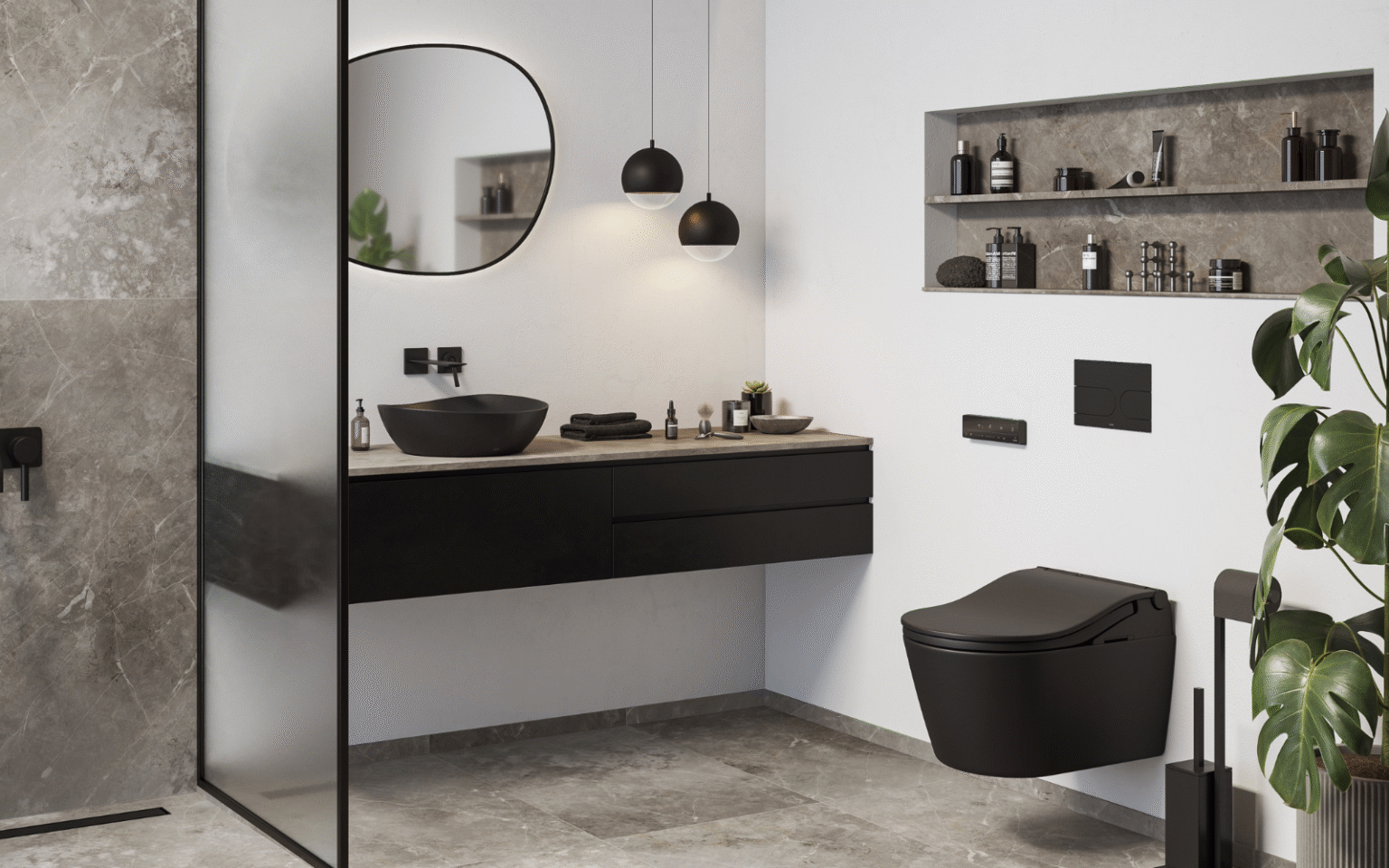 TOTO unveils matte colourways in exploration of light and shadow TOTO bathroom in black and white