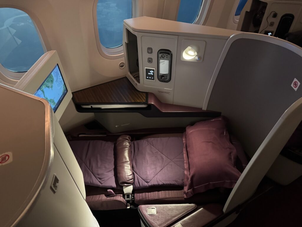 a bed in a plane