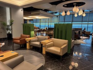 Review: Aer Lingus Lounge London (LHR) a room with chairs and tables