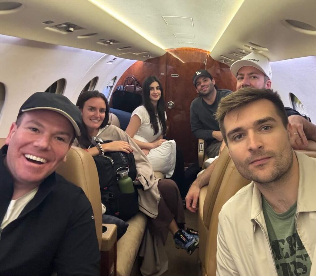 a group of people on an airplane