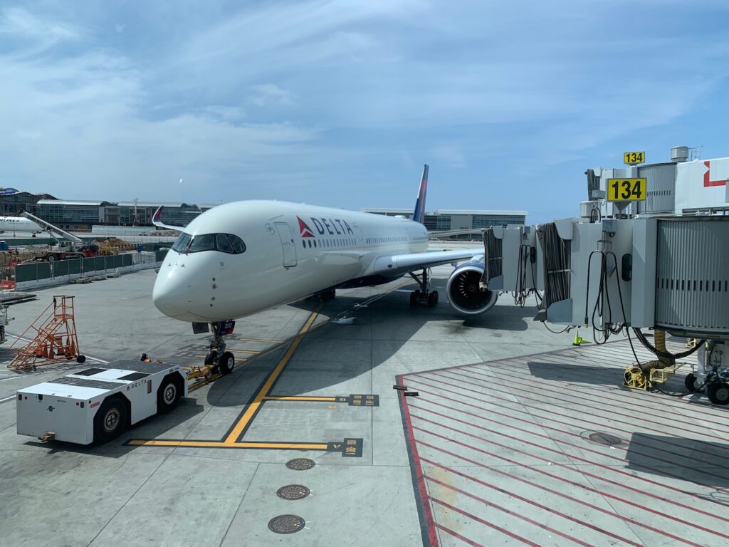 a plane on the runway