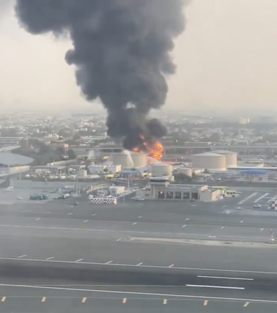 a large fire in a city