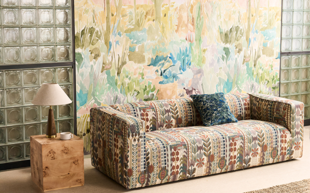 In conversation with: Oliver Halshaw, Sanderson Design Group Sanderson Design Group Harlequin Zamora fabric on sofa