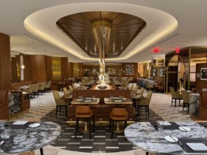 a restaurant with tables and chairs