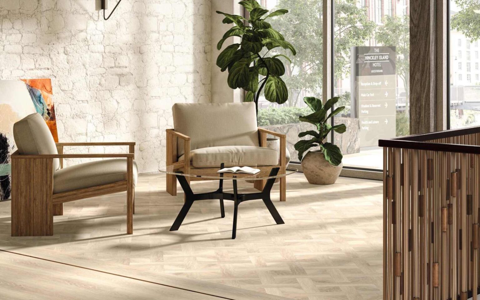 Preview: Clerkenwell Design Week – Amtico explores calm and connection with ‘The Amtico Retreat’ Amtico - CDW 2025_Form collection Foreshore Oak laid in Basket Weave and Stripwood with Wild Walnut 9mm stripping-2