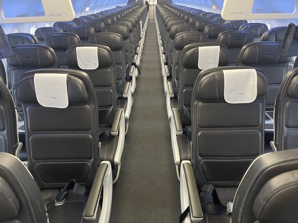 rows of seats in an airplane