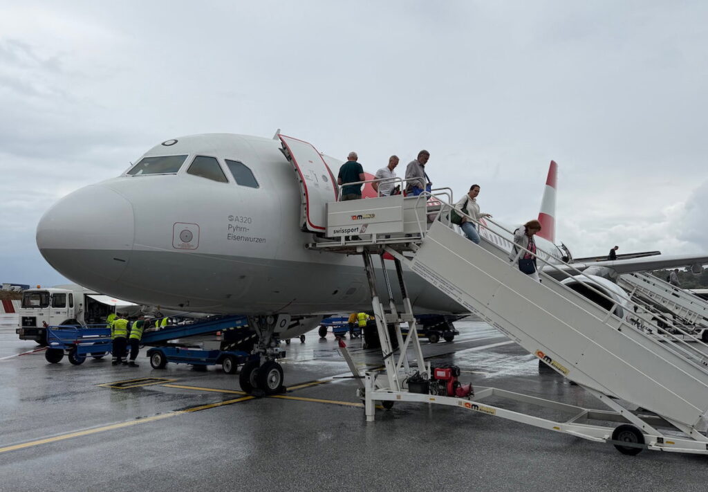 Our Wild Austrian Flight To Skiathos: A Fall, Two Go Arounds, And A Diversion Our Wild Austrian Flight To Skiathos: A Fall, Two Go Arounds, And A Diversion