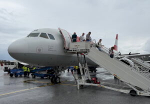Our Wild Austrian Flight To Skiathos: A Fall, Two Go Arounds, And A Diversion Our Wild Austrian Flight To Skiathos: A Fall, Two Go Arounds, And A Diversion