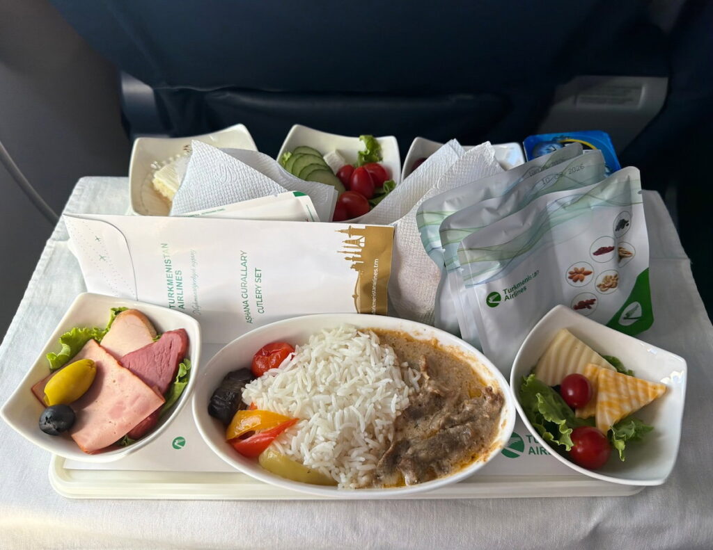 Turkmenistan Airlines 737 Business Class: Look At That Meal! Turkmenistan Airlines 737 Business Class: Look At That Meal!