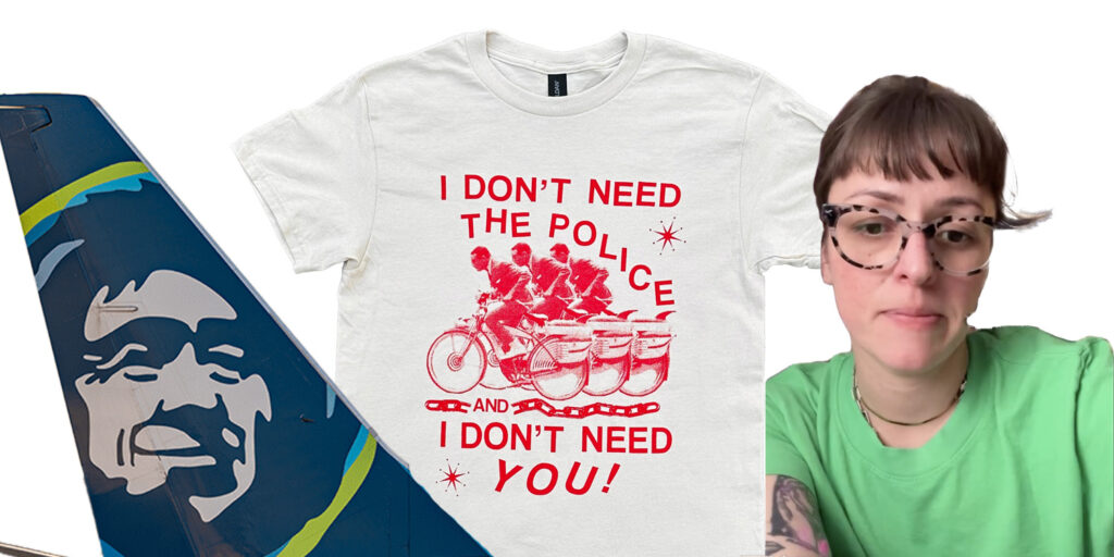 Alaska Airlines Passenger Ordered To Hide Pee-wee Herman Shirt With “I Don’t Need The Police” Slogan