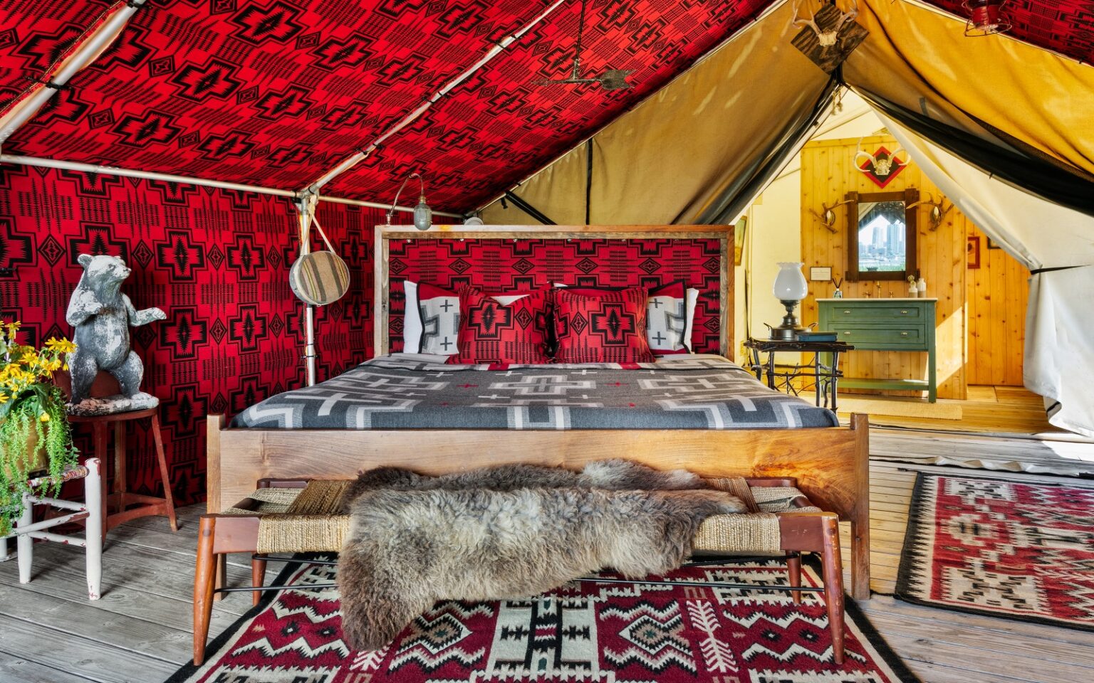 Urban Cowboy design for glamping tent