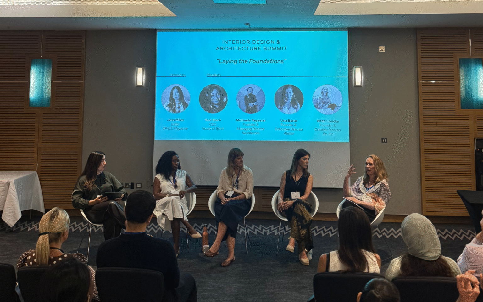 In conversation at the Interior Design & Architecture Summit 2026 – Laying the Foundations Jess Milesmoderating panel discussion at IDAS
